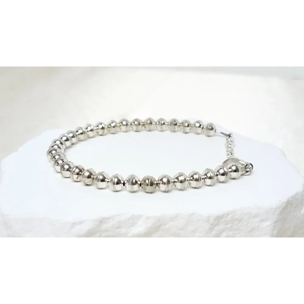 Vintage 925 Sterling Silver Beaded Ball Strand Bracelet 7